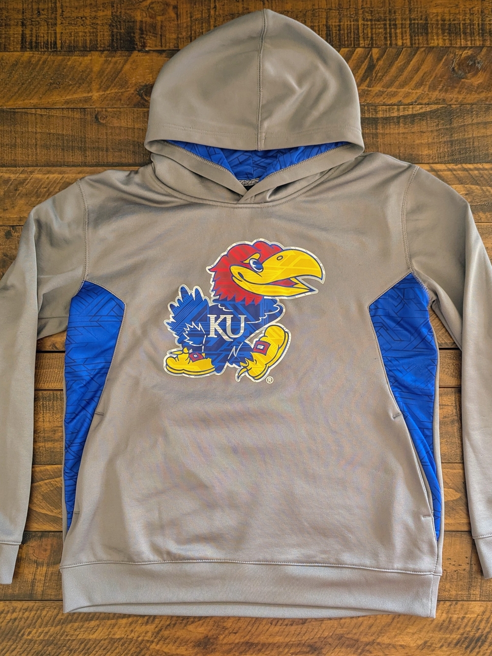 Kansas Jayhawks Sweatshirt KU NCAA Youth Hoodie Hooded Large (14/16) Rock Chalk